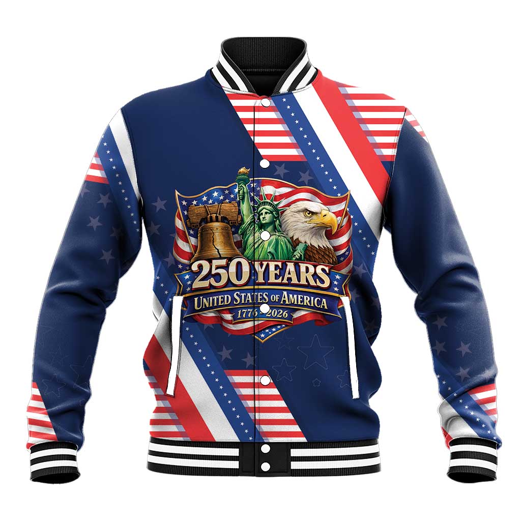 America 250th Anniversary Baseball Jacket USA 1776-2026 Patriotic Eagle