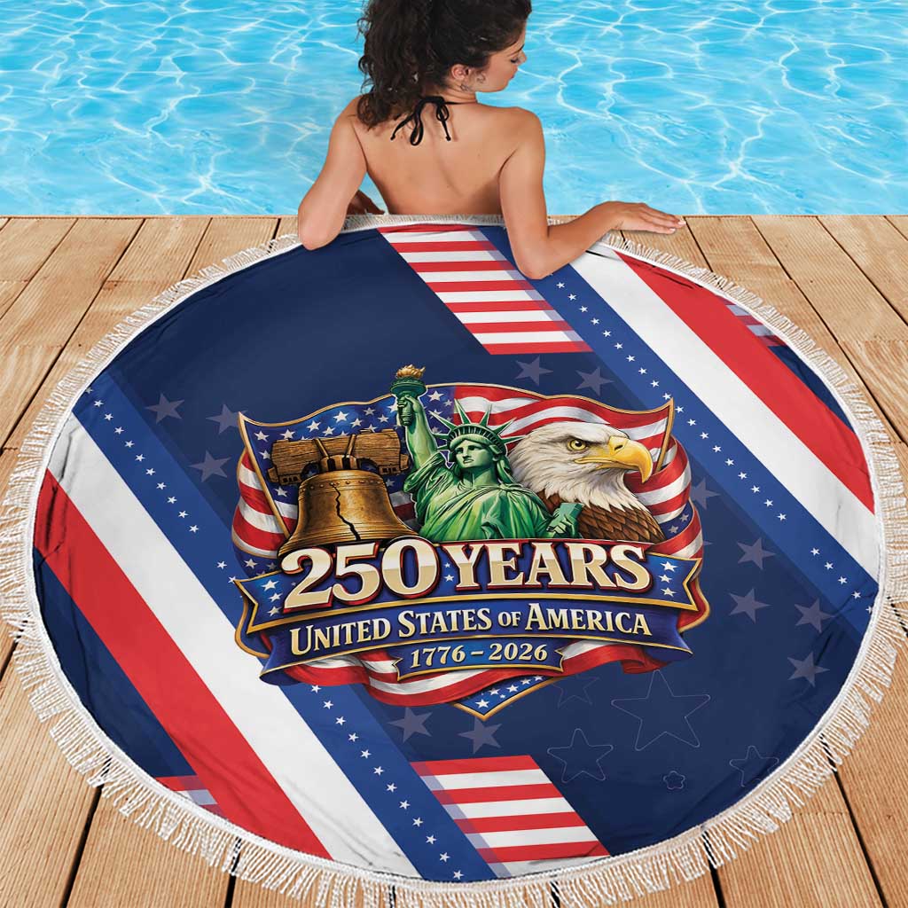America 250th Anniversary Beach Blanket USA 1776-2026 Patriotic Eagle
