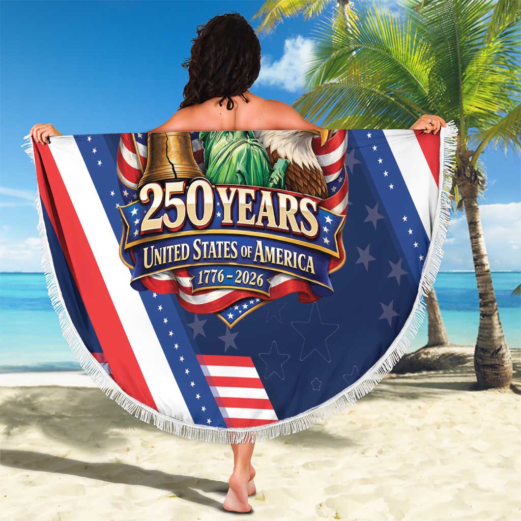 America 250th Anniversary Beach Blanket USA 1776-2026 Patriotic Eagle