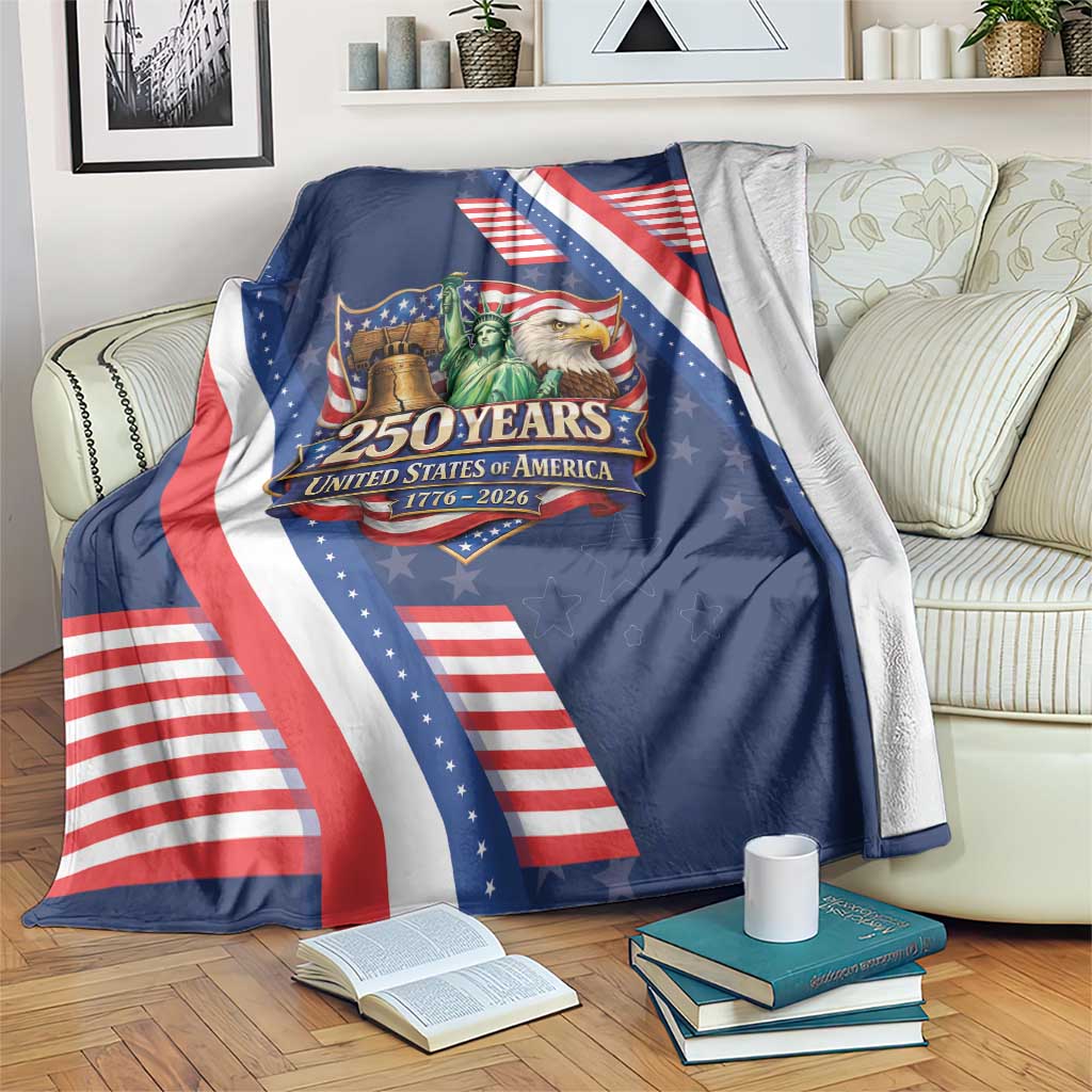 America 250th Anniversary Blanket USA 1776-2026 Patriotic Eagle