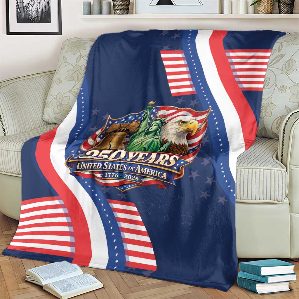 America 250th Anniversary Blanket USA 1776-2026 Patriotic Eagle