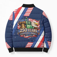 America 250th Anniversary Bomber Puffer Jacket USA 1776-2026 Patriotic Eagle