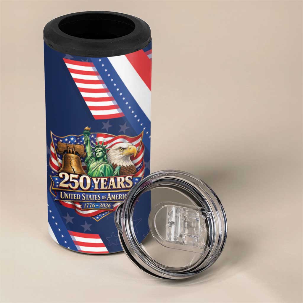 America 250th Anniversary 4 in 1 Can Cooler Tumbler USA 1776-2026 Patriotic Eagle