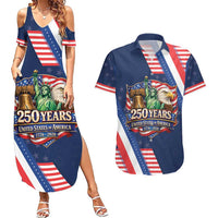 America 250th Anniversary Couples Matching Summer Maxi Dress and Hawaiian Shirt USA 1776-2026 Patriotic Eagle
