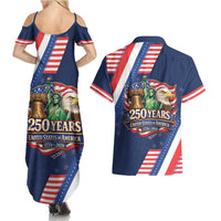 America 250th Anniversary Couples Matching Summer Maxi Dress and Hawaiian Shirt USA 1776-2026 Patriotic Eagle