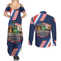 America 250th Anniversary Couples Matching Summer Maxi Dress and Long Sleeve Button Shirt USA 1776-2026 Patriotic Eagle
