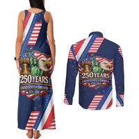 America 250th Anniversary Couples Matching Tank Maxi Dress and Long Sleeve Button Shirt USA 1776-2026 Patriotic Eagle
