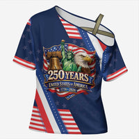 America 250th Anniversary Cross Shoulder Shirt USA 1776-2026 Patriotic Eagle