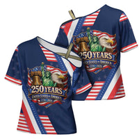 America 250th Anniversary Cross Shoulder Shirt USA 1776-2026 Patriotic Eagle