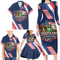 America 250th Anniversary Family Matching Long Sleeve Bodycon Dress and Hawaiian Shirt USA 1776-2026 Patriotic Eagle