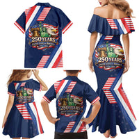 America 250th Anniversary Family Matching Mermaid Dress and Hawaiian Shirt USA 1776-2026 Patriotic Eagle