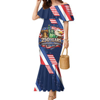 America 250th Anniversary Family Matching Mermaid Dress and Hawaiian Shirt USA 1776-2026 Patriotic Eagle
