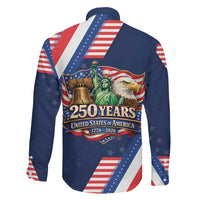 America 250th Anniversary Family Matching Off The Shoulder Long Sleeve Dress and Hawaiian Shirt USA 1776-2026 Patriotic Eagle