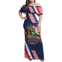 America 250th Anniversary Family Matching Off Shoulder Maxi Dress and Hawaiian Shirt USA 1776-2026 Patriotic Eagle