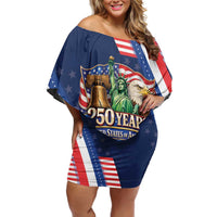 America 250th Anniversary Family Matching Off Shoulder Short Dress and Hawaiian Shirt USA 1776-2026 Patriotic Eagle