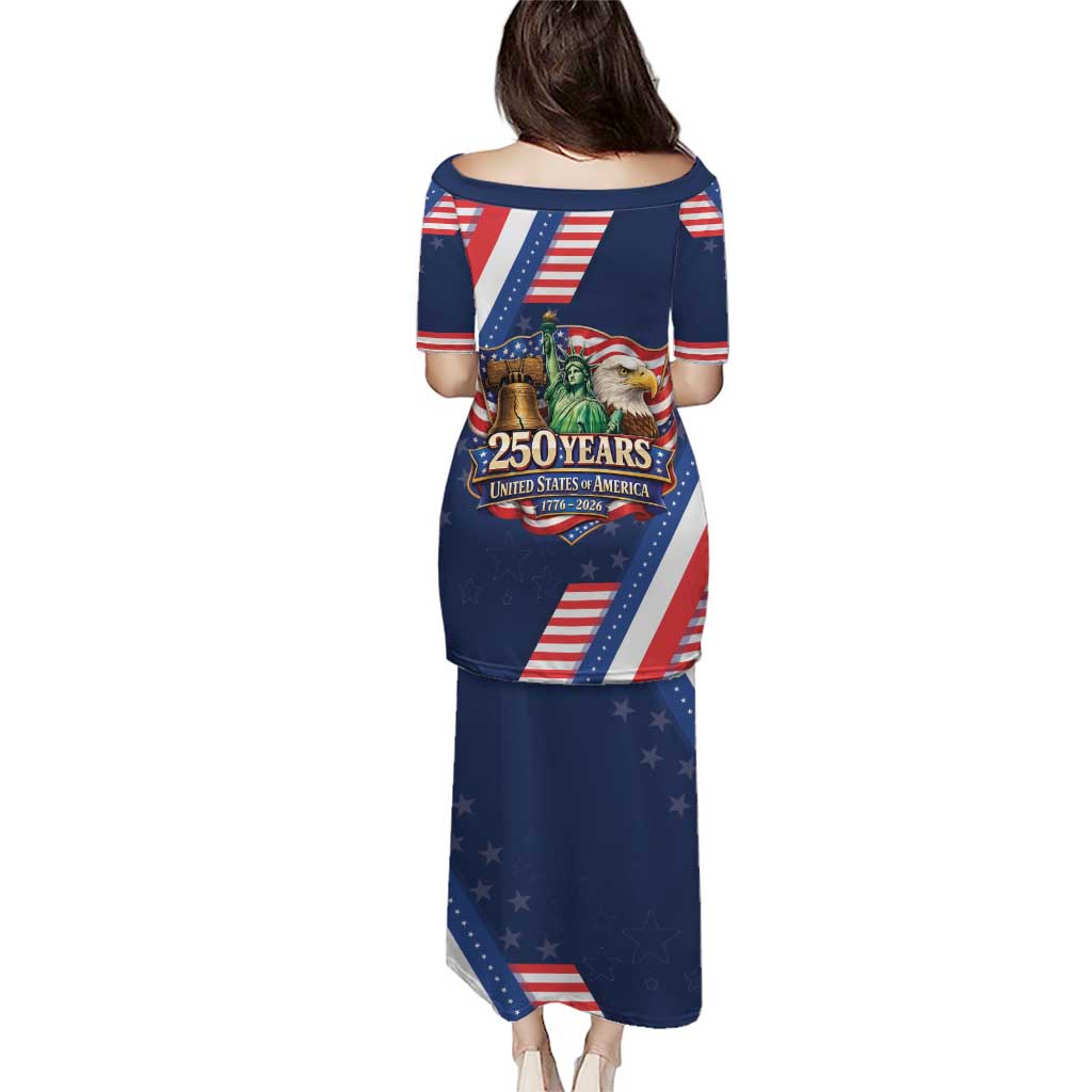 America 250th Anniversary Family Matching Puletasi and Hawaiian Shirt USA 1776-2026 Patriotic Eagle