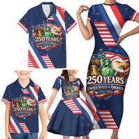 America 250th Anniversary Family Matching Short Sleeve Bodycon Dress and Hawaiian Shirt USA 1776-2026 Patriotic Eagle