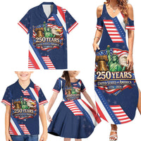 America 250th Anniversary Family Matching Summer Maxi Dress and Hawaiian Shirt USA 1776-2026 Patriotic Eagle