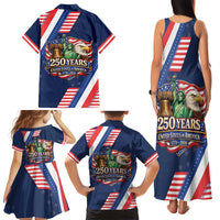 America 250th Anniversary Family Matching Tank Maxi Dress and Hawaiian Shirt USA 1776-2026 Patriotic Eagle