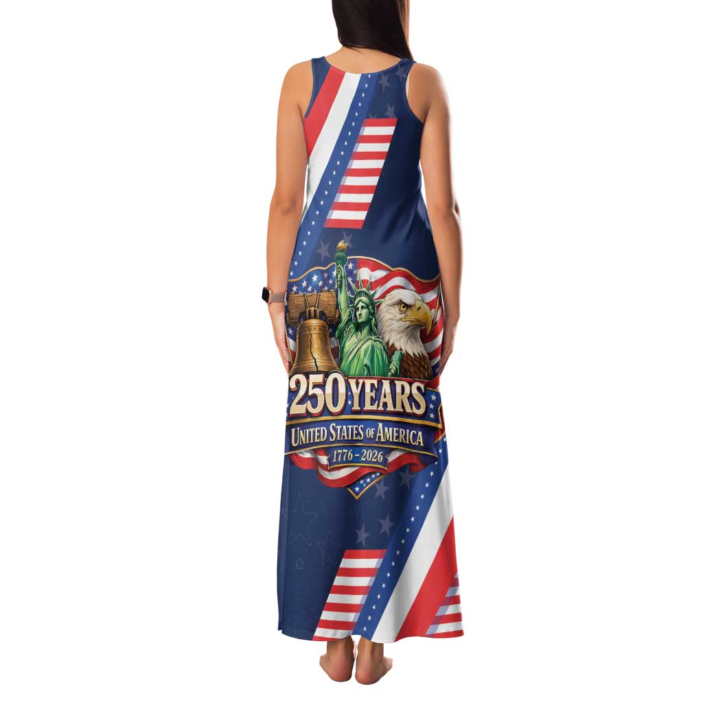 America 250th Anniversary Family Matching Tank Maxi Dress and Hawaiian Shirt USA 1776-2026 Patriotic Eagle