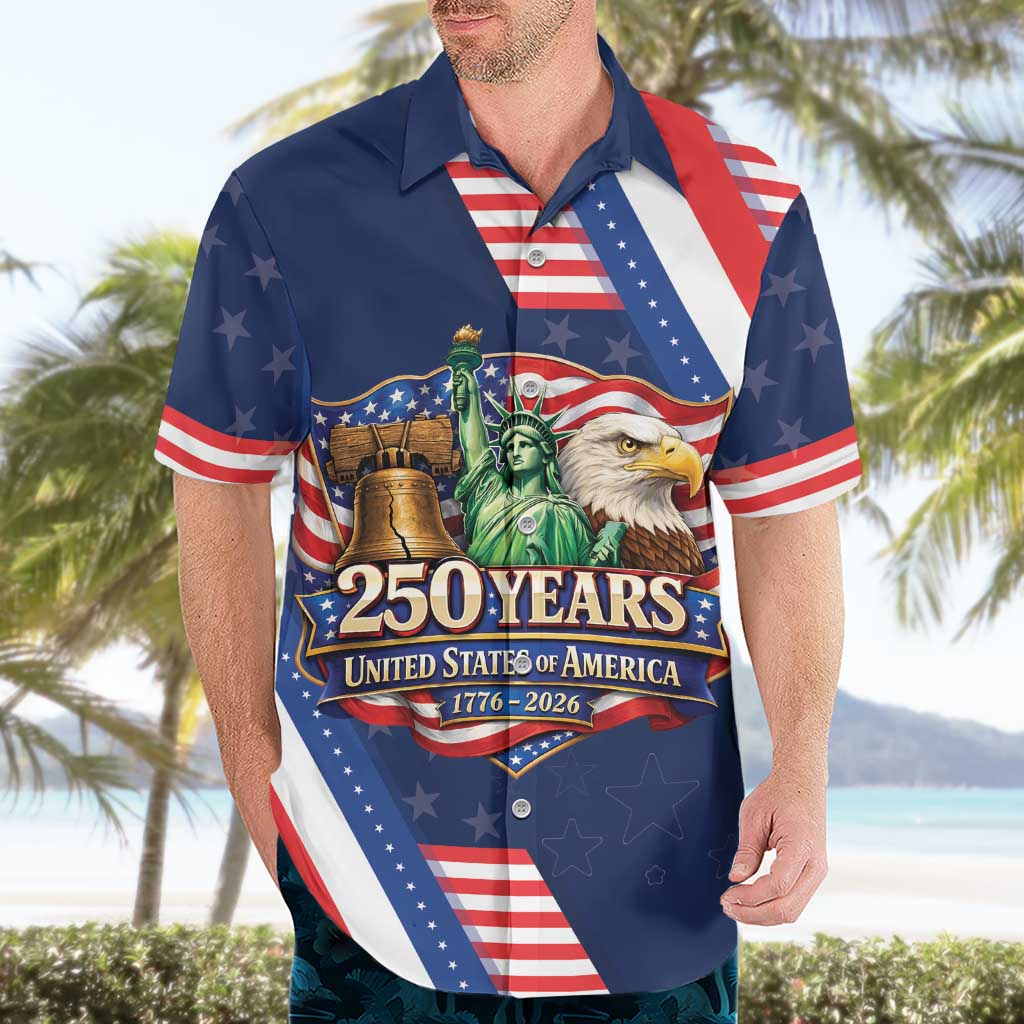 America 250th Anniversary Hawaiian Shirt USA 1776-2026 Patriotic Eagle