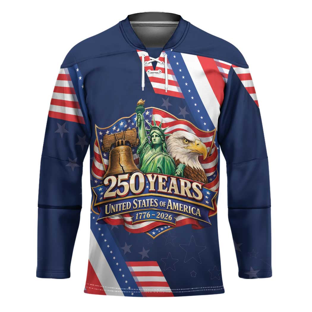 America 250th Anniversary Hockey Jersey USA 1776-2026 Patriotic Eagle