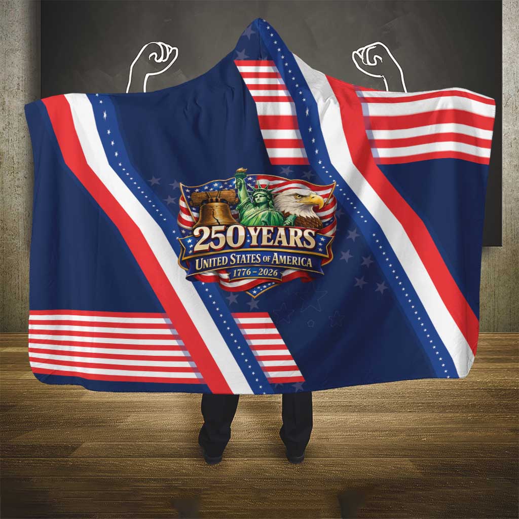 America 250th Anniversary Hooded Blanket USA 1776-2026 Patriotic Eagle