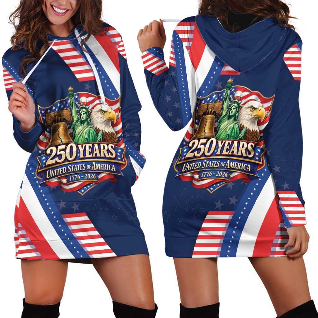 America 250th Anniversary Hoodie Dress USA 1776-2026 Patriotic Eagle