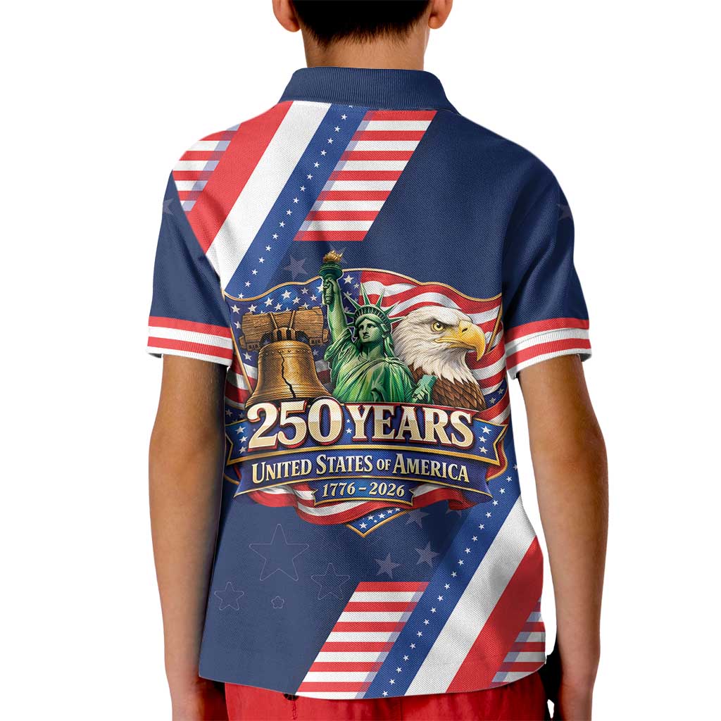 America 250th Anniversary Kid Polo Shirt USA 1776-2026 Patriotic Eagle