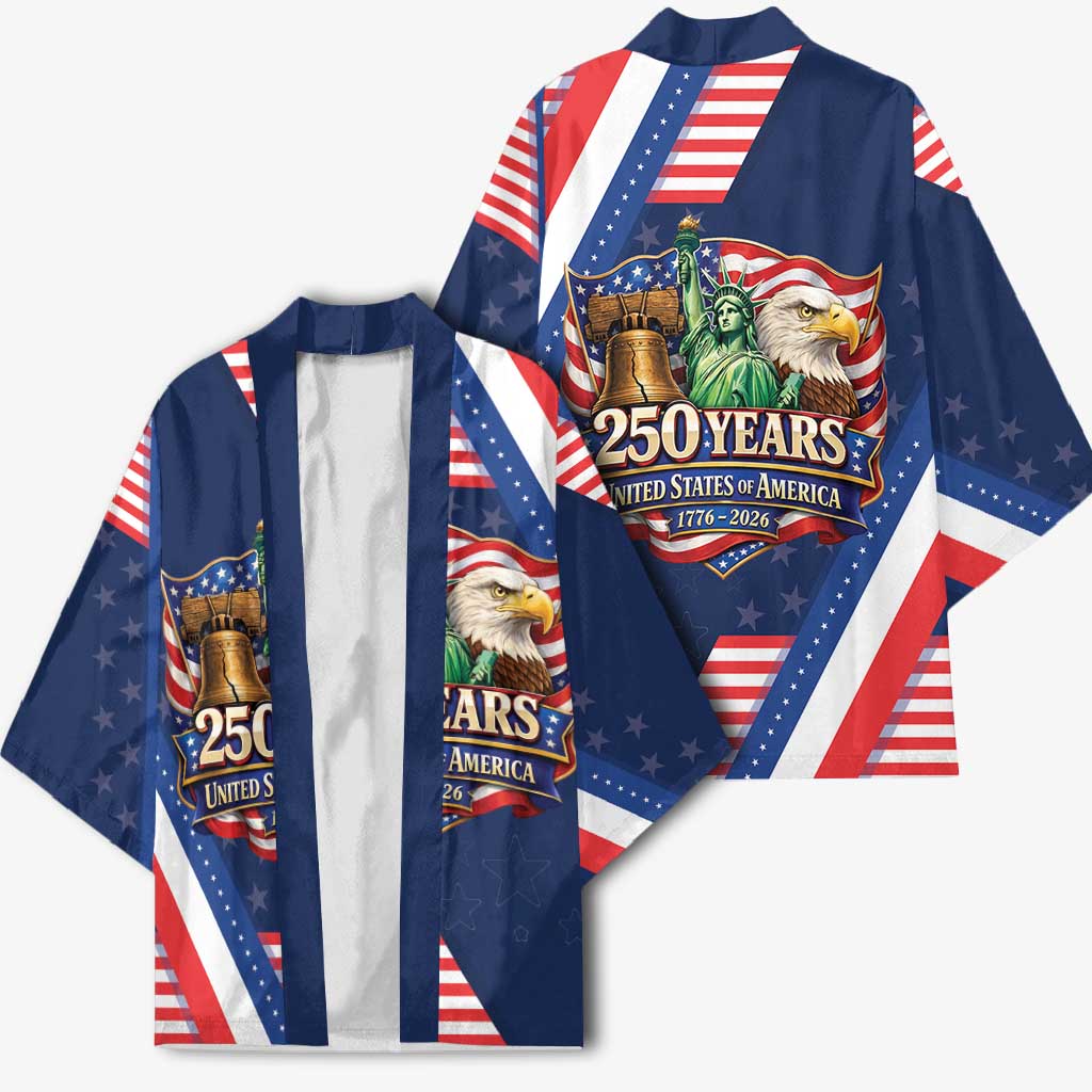 America 250th Anniversary Kimono USA 1776-2026 Patriotic Eagle