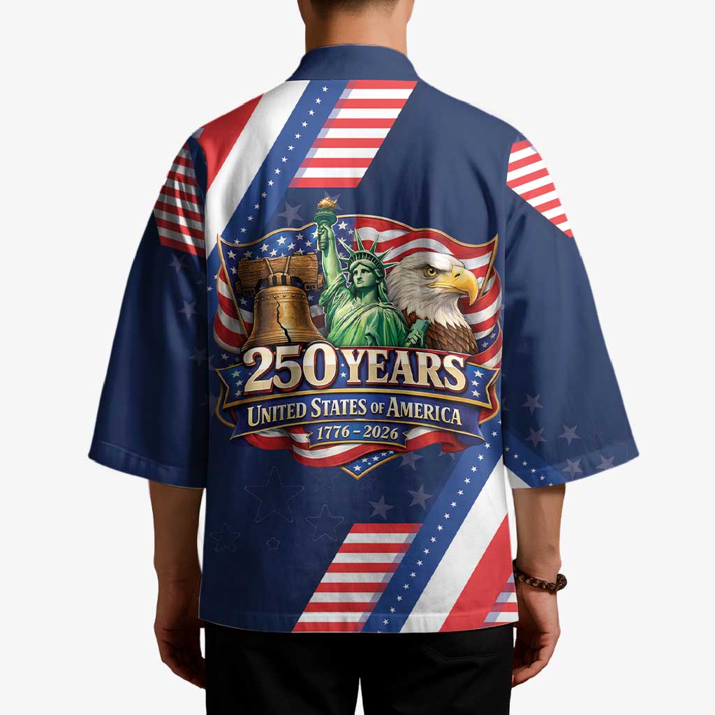 America 250th Anniversary Kimono USA 1776-2026 Patriotic Eagle