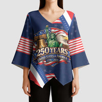 America 250th Anniversary Kimono Sleeve Blouse USA 1776-2026 Patriotic Eagle