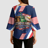 America 250th Anniversary Kimono Sleeve Blouse USA 1776-2026 Patriotic Eagle