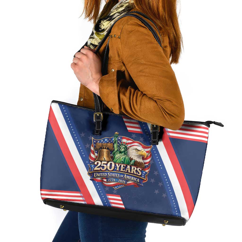 America 250th Anniversary Leather Tote Bag USA 1776-2026 Patriotic Eagle