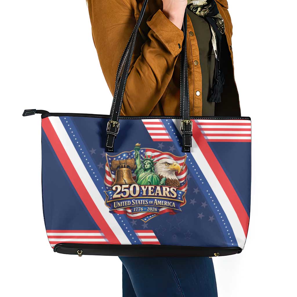 America 250th Anniversary Leather Tote Bag USA 1776-2026 Patriotic Eagle