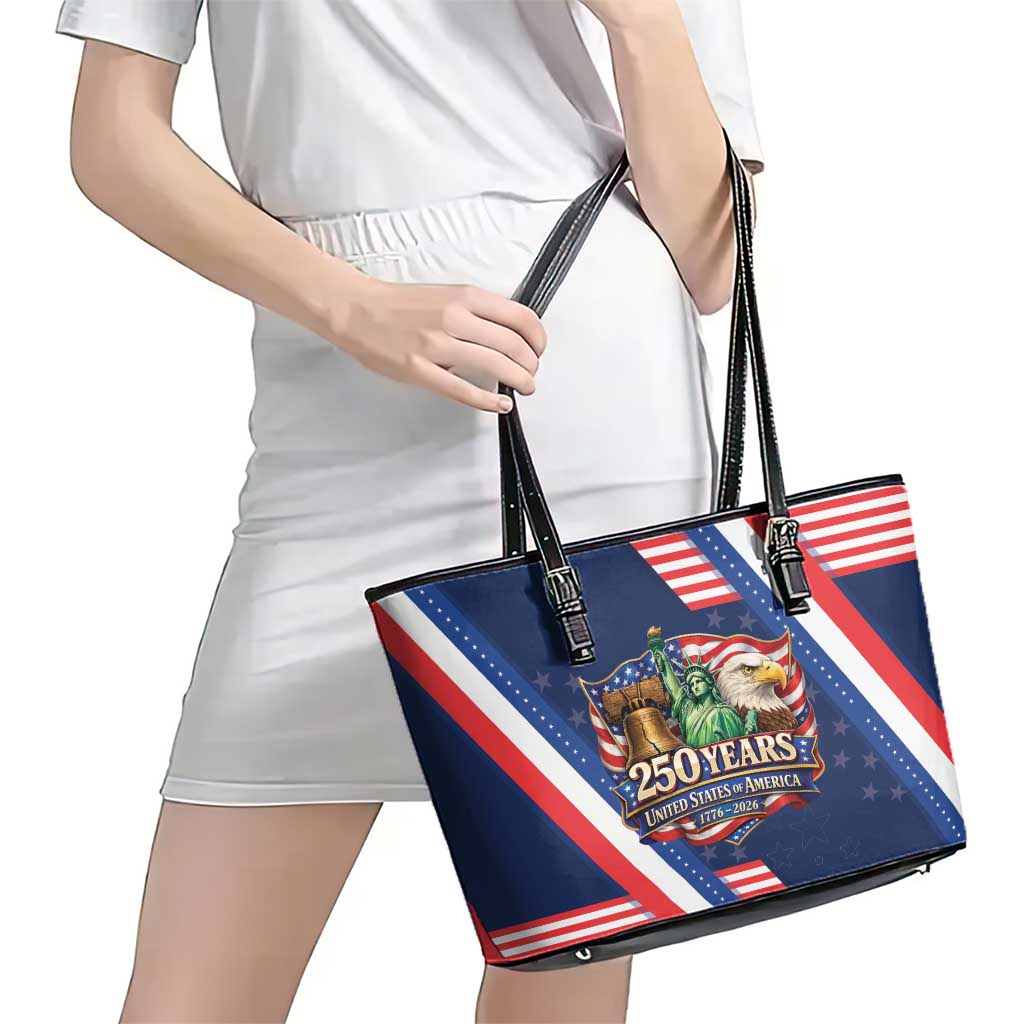 America 250th Anniversary Leather Tote Bag USA 1776-2026 Patriotic Eagle