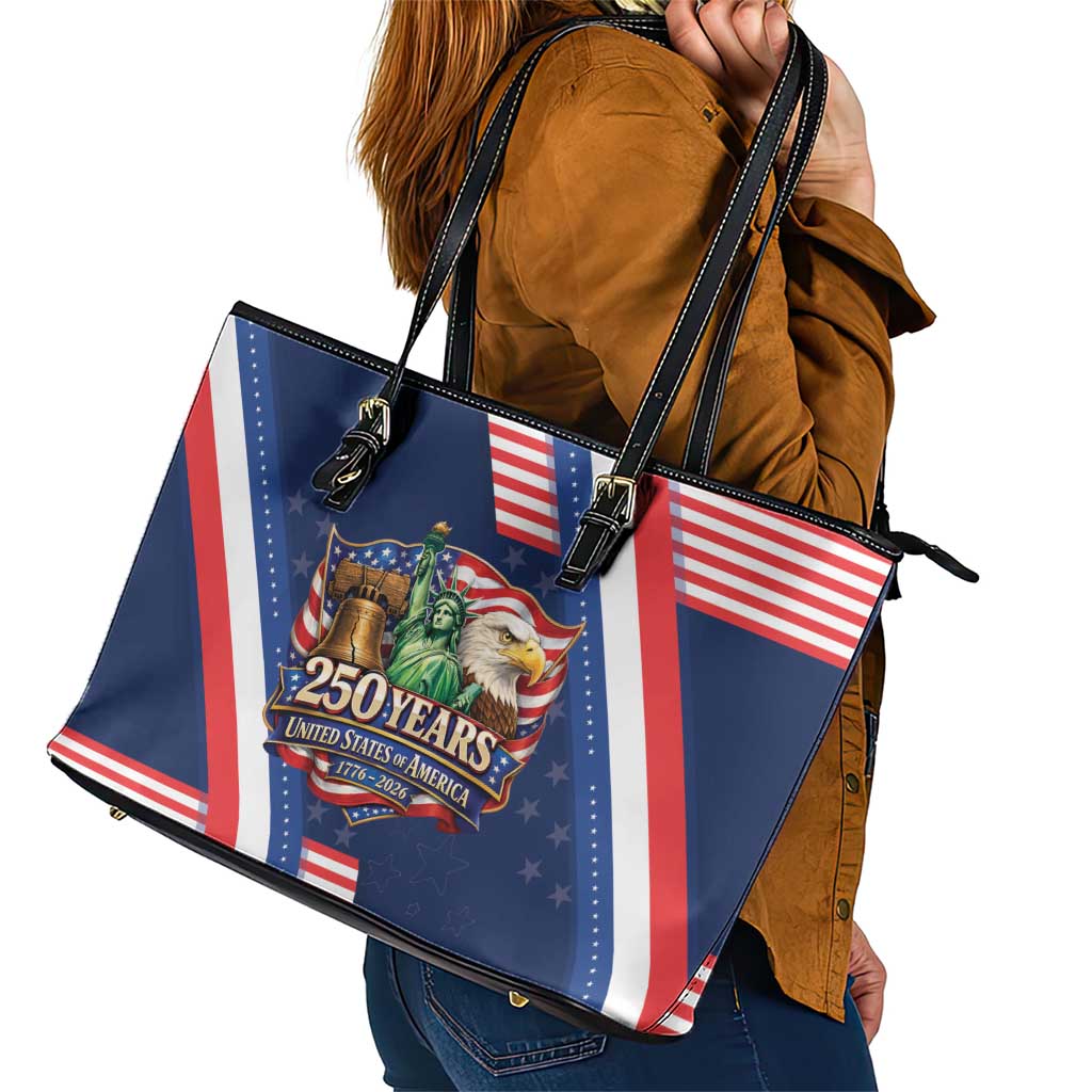 America 250th Anniversary Leather Tote Bag USA 1776-2026 Patriotic Eagle