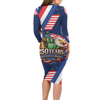 America 250th Anniversary Long Sleeve Bodycon Dress USA 1776-2026 Patriotic Eagle