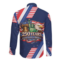 America 250th Anniversary Long Sleeve Button Shirt USA 1776-2026 Patriotic Eagle