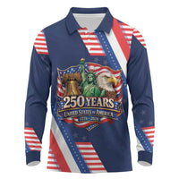 America 250th Anniversary Long Sleeve Polo Shirt USA 1776-2026 Patriotic Eagle