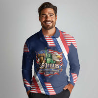 America 250th Anniversary Long Sleeve Polo Shirt USA 1776-2026 Patriotic Eagle