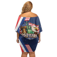 America 250th Anniversary Off Shoulder Short Dress USA 1776-2026 Patriotic Eagle