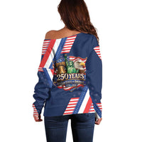 America 250th Anniversary Off Shoulder Sweater USA 1776-2026 Patriotic Eagle