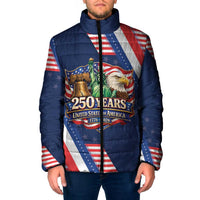 America 250th Anniversary Padded Jacket USA 1776-2026 Patriotic Eagle