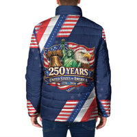 America 250th Anniversary Padded Jacket USA 1776-2026 Patriotic Eagle