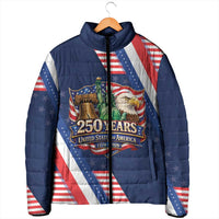 America 250th Anniversary Padded Jacket USA 1776-2026 Patriotic Eagle
