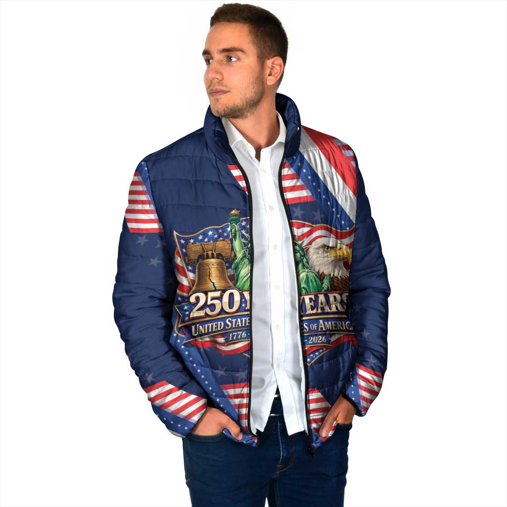 America 250th Anniversary Padded Jacket USA 1776-2026 Patriotic Eagle