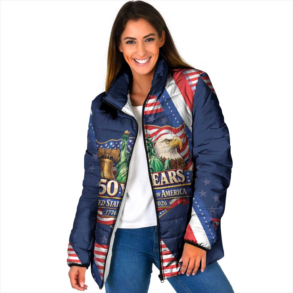 America 250th Anniversary Padded Jacket USA 1776-2026 Patriotic Eagle