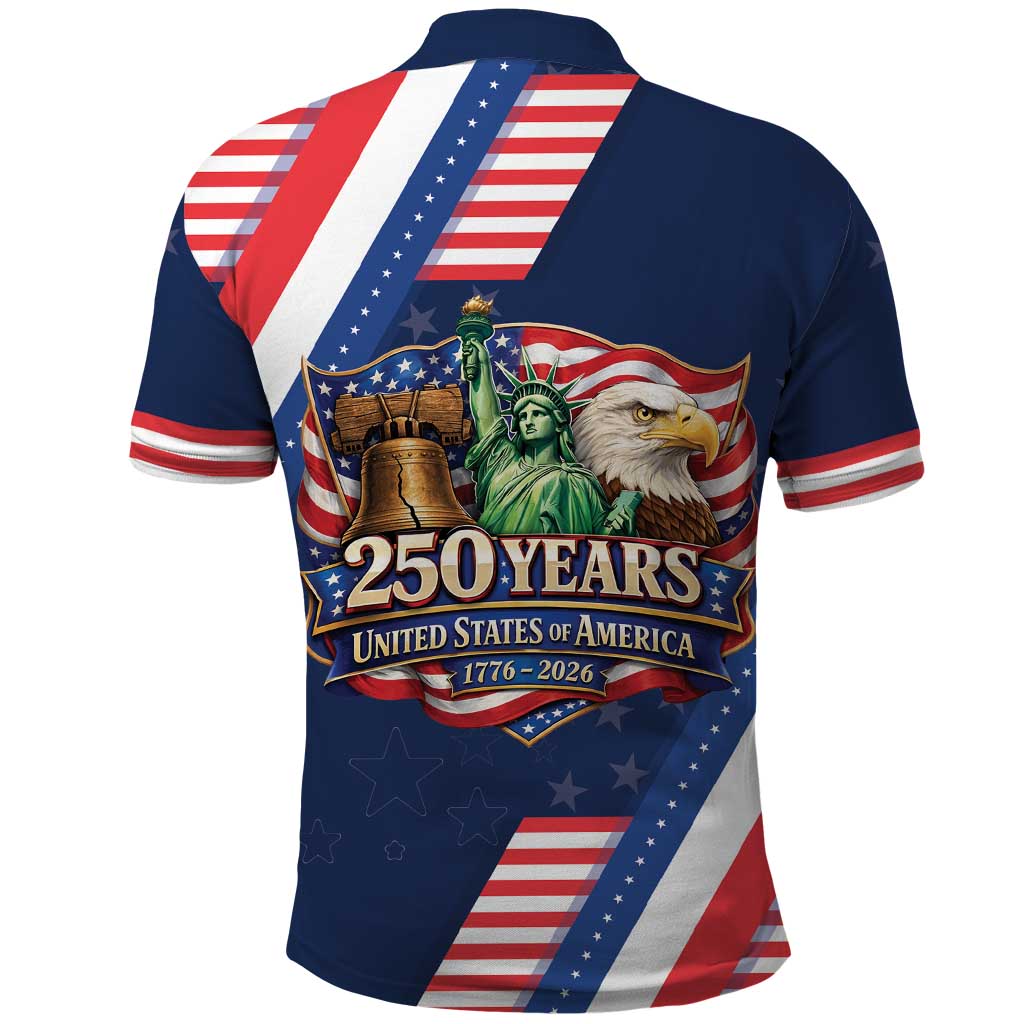 America 250th Anniversary Polo Shirt USA 1776-2026 Patriotic Eagle