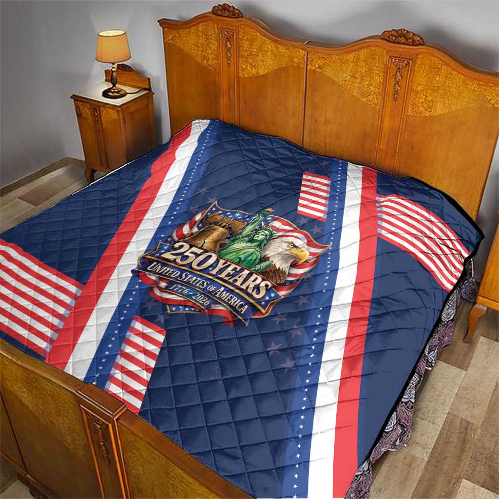 America 250th Anniversary Quilt USA 1776-2026 Patriotic Eagle